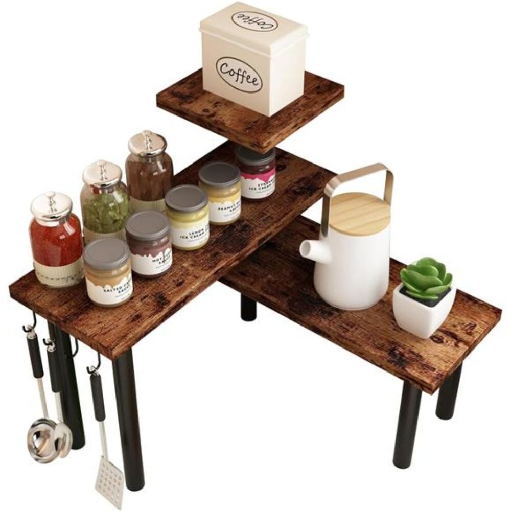 Homode Kitchen Countertop Organizer Corner Shelf, Bathroom Counter Organizer